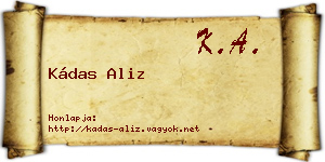 Kádas Aliz névjegykártya